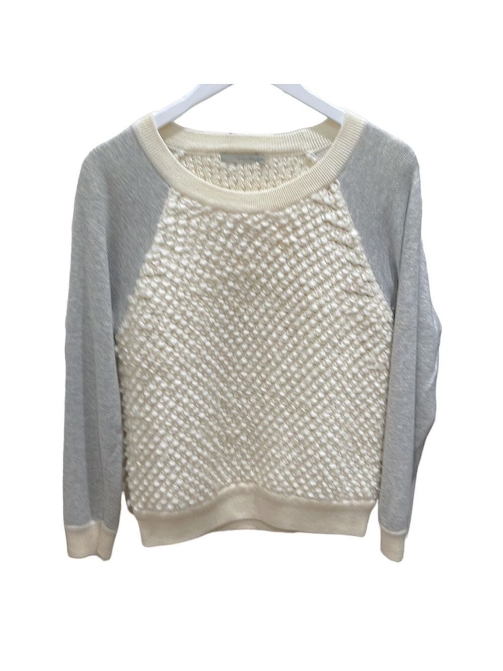 Townsen Popcorn Knit Raglan Sleeve Crew Neck Sweater SZ S‎ Grey Cream